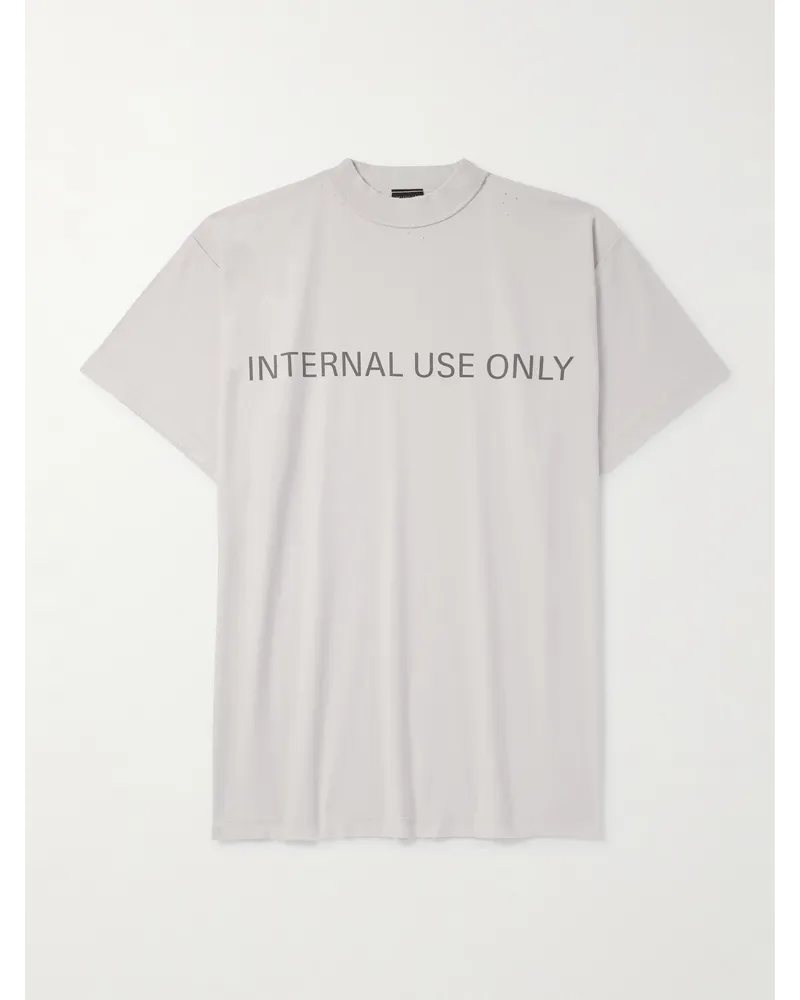 Balenciaga Inside Out Oversized-T-Shirt aus Baumwoll-Jersey mit Logoprint in Distressed-Optik Neutral