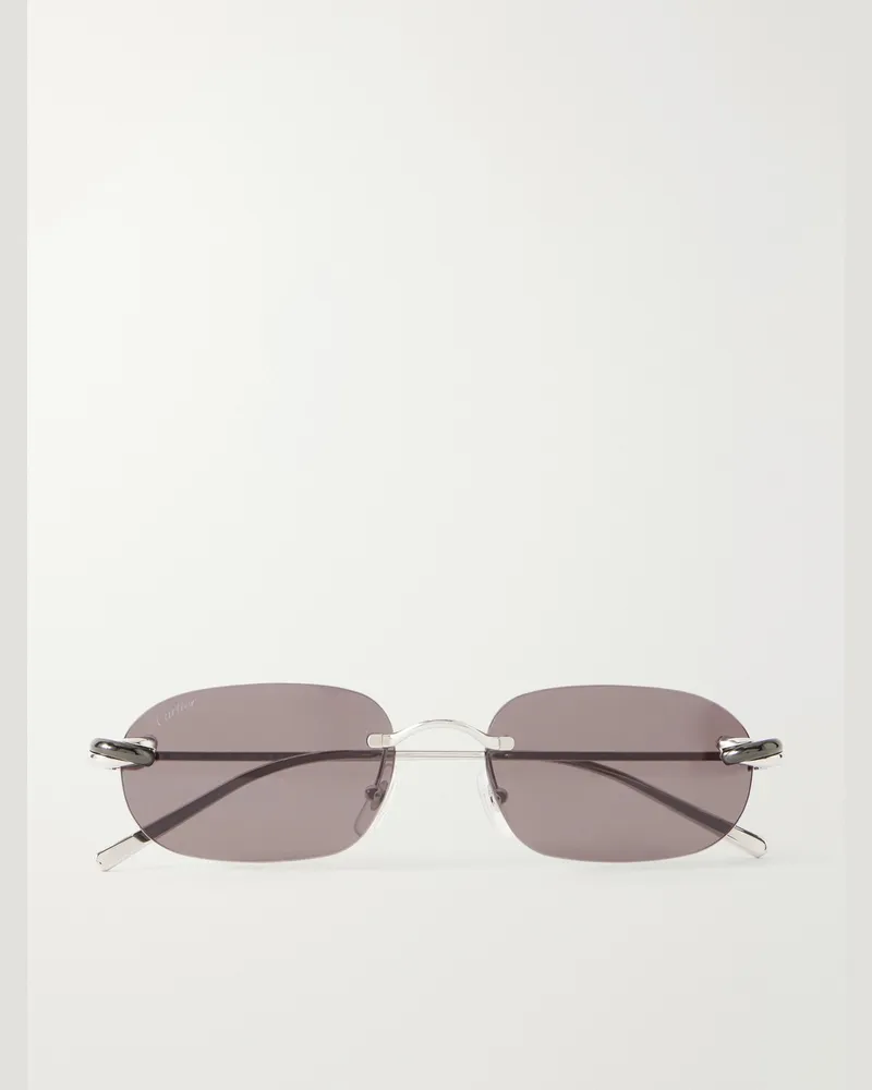 Cartier Trinity de Cartier Square-Frame Silver-Tone Sunglasses Silver