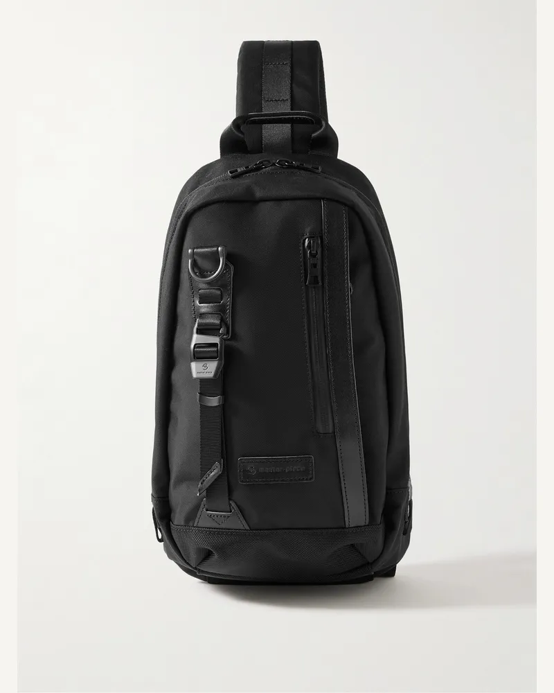 MASTER PIECE Potential Umhängetasche aus „CORDURA® Ballistic“-Nylon mit Lederbesatz Schwarz