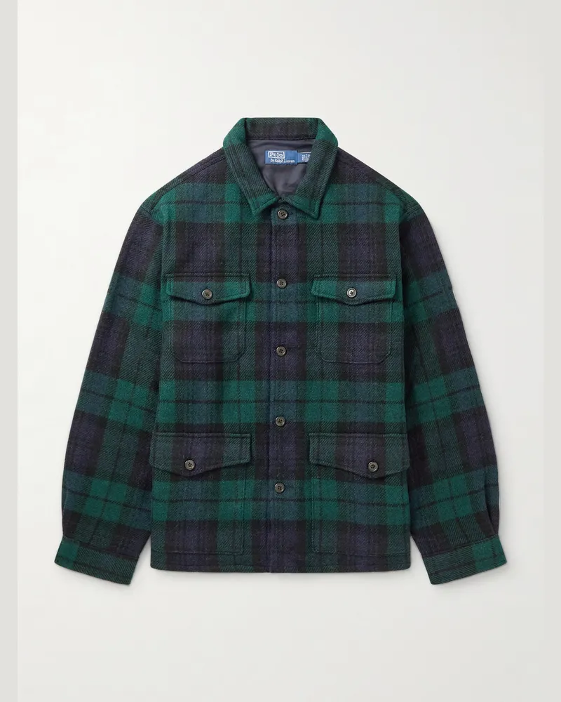 Ralph Lauren Karierte Hemdjacke aus einer Woll-Alpakawollmischung Grün
