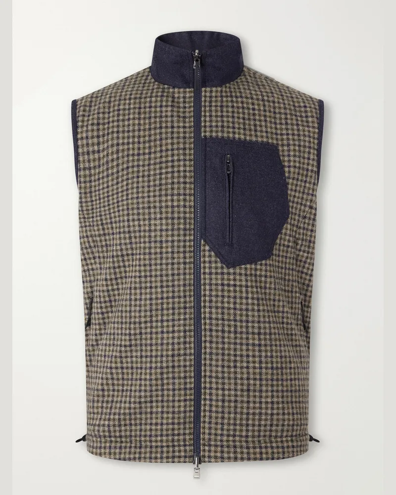 SEASE Explorer Reversible Checked Virgin Wool and Shell Padded Vest Blue
