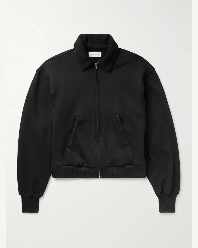 LES TIEN Heavyweight Structured-Fleece Cotton-Jersey Jacket Black