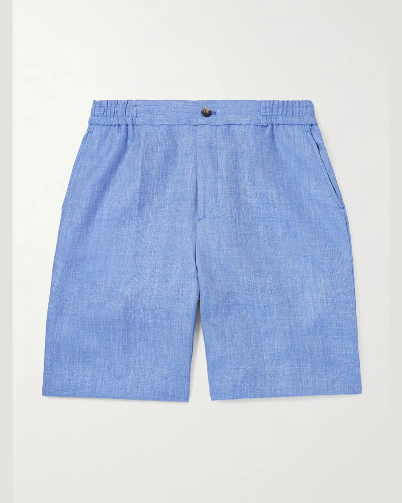 Etro Gerade geschnittene Shorts aus einer Leinen-Wollmischung Blau