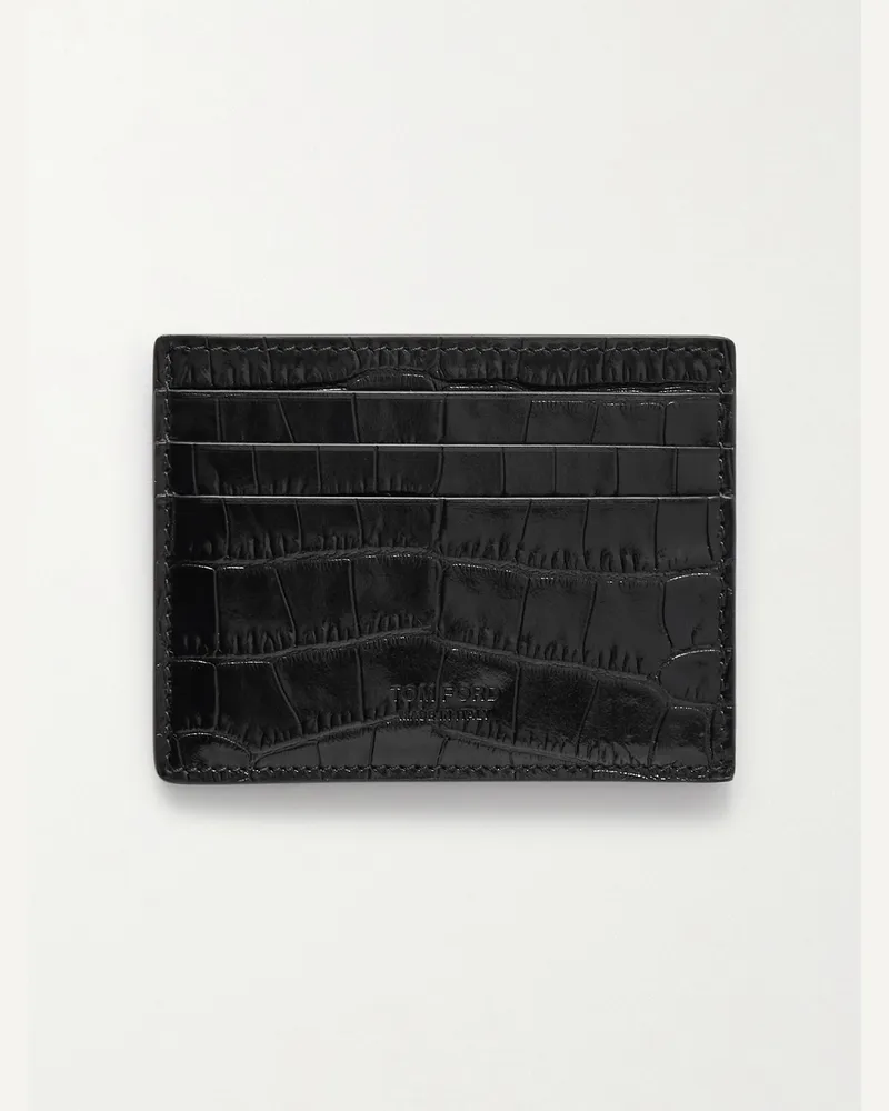 Tom Ford Croc-Effect Leather Cardholder Black