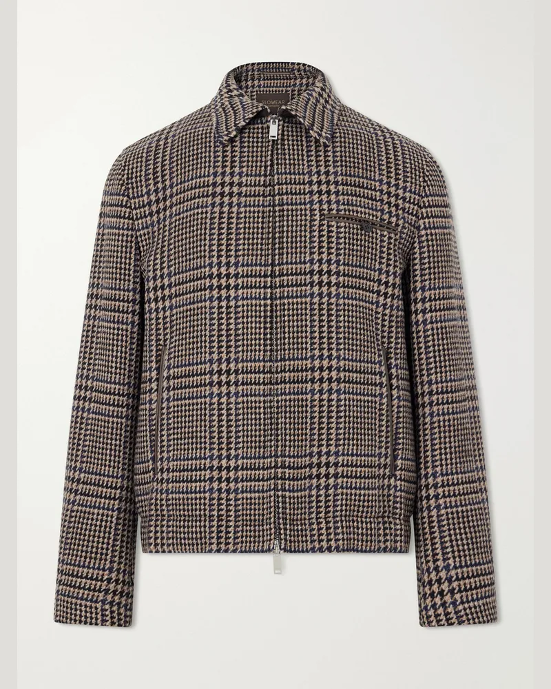 Slowear Montedoro Il Primo Checked Stretch-Wool Blouson Jacket Brown