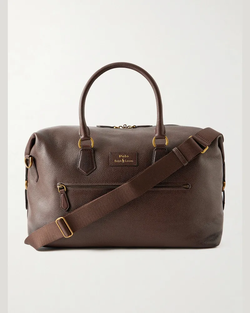 Ralph Lauren Bowling-Tasche aus genarbtem Leder Braun