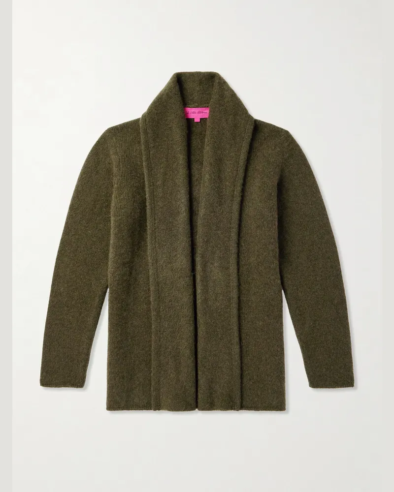 The Elder Statesman Shawl-Collar Cashmere Cardigan Green