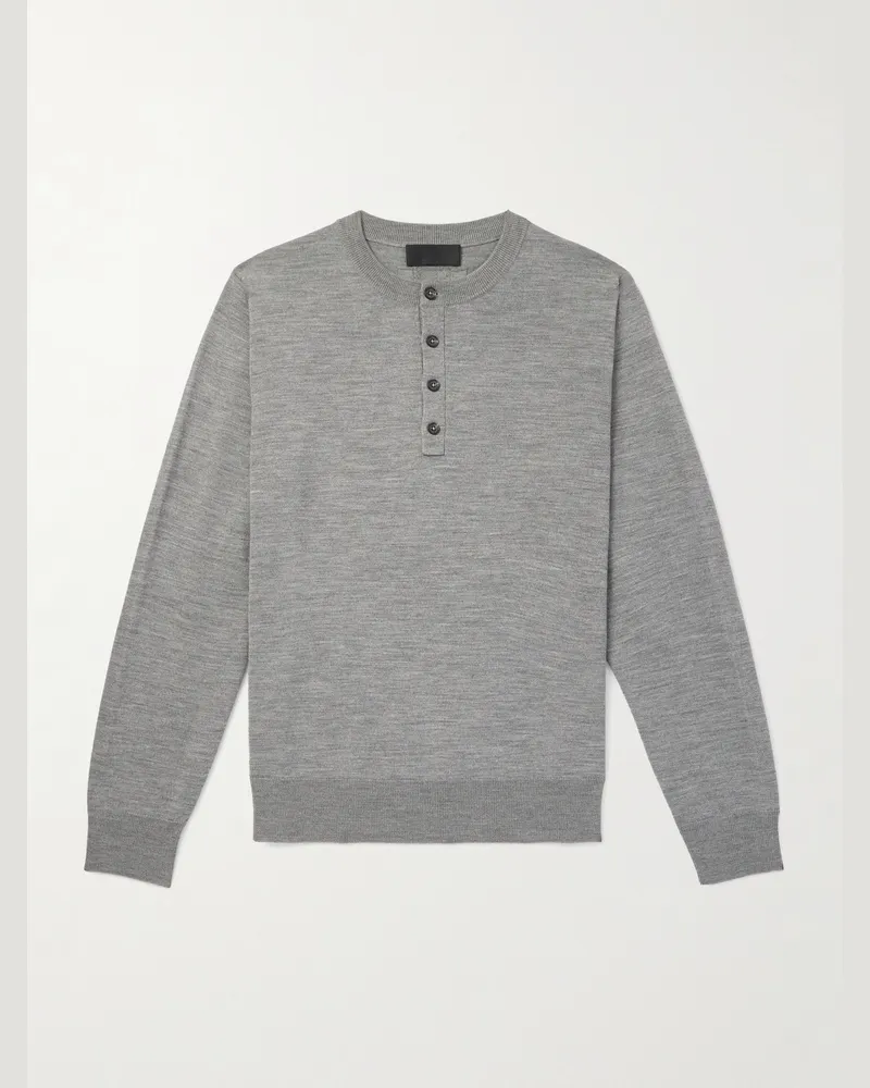 Nili Lotan Wylie Wool Henley Sweater Gray