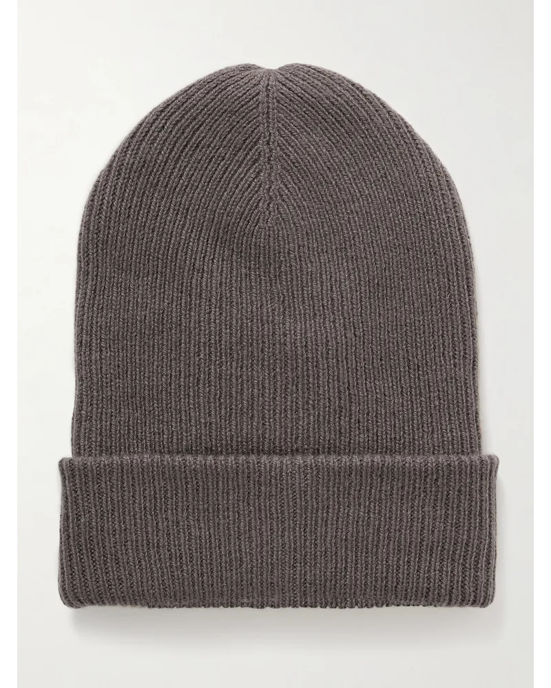 The Elder Statesman Parker Beanie aus Kaschmir in Rippstrick Grau