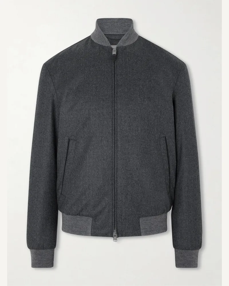 Canali Wool Bomber Jacket Gray