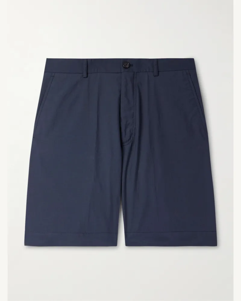 Slowear Teknosartorial Wide-Leg Cotton-Blend Shorts Blue