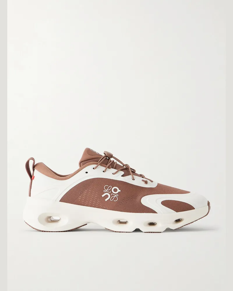 Loewe On Cloudsolo Rubber-Trimmed Mesh Sneakers Brown