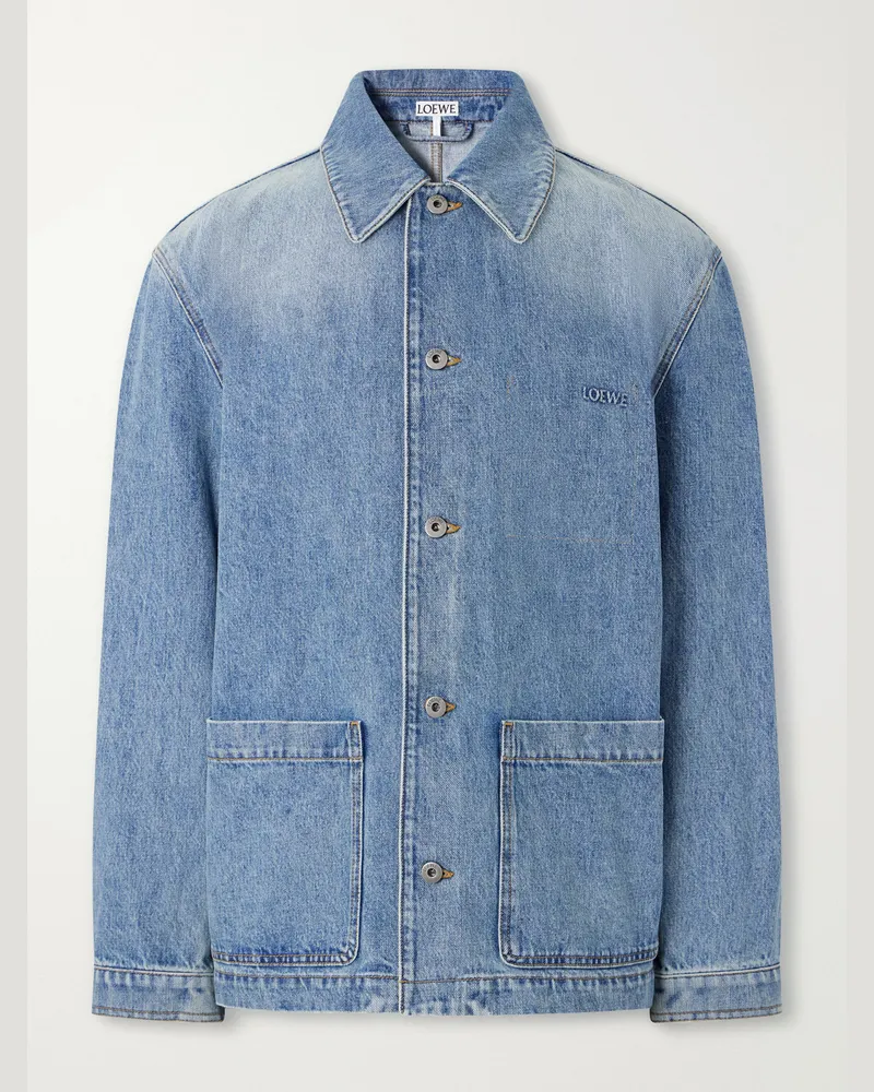 Loewe Logo-Embossed Denim Jacket Blue