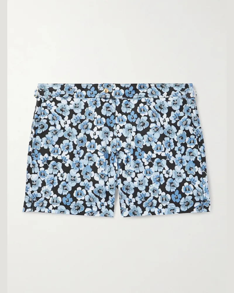 Tom Ford Schmal geschnittene kurze Badeshorts mit Blumenprint Blau