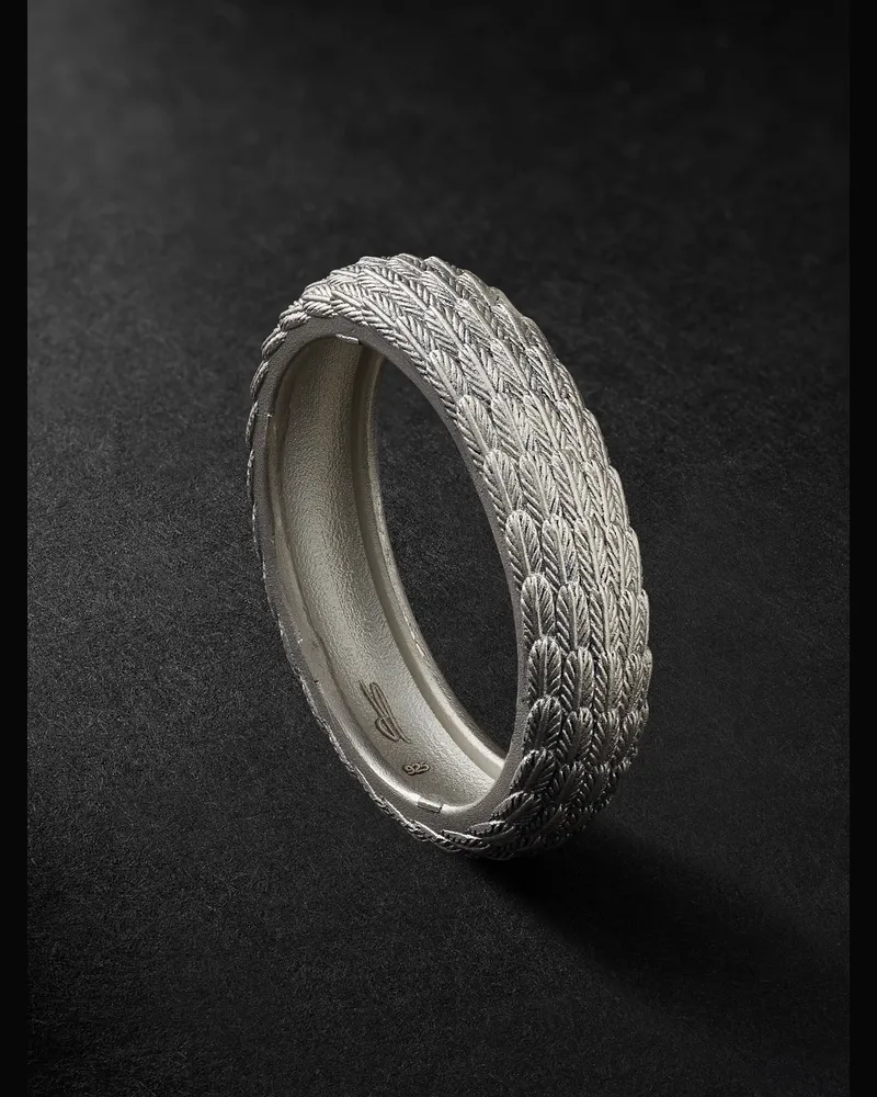 Jacquie Aiche Textured Sterling Silver Ring Silver