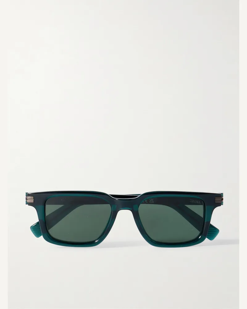 Ermenegildo Zegna D-Frame Acetate Sunglasses Green