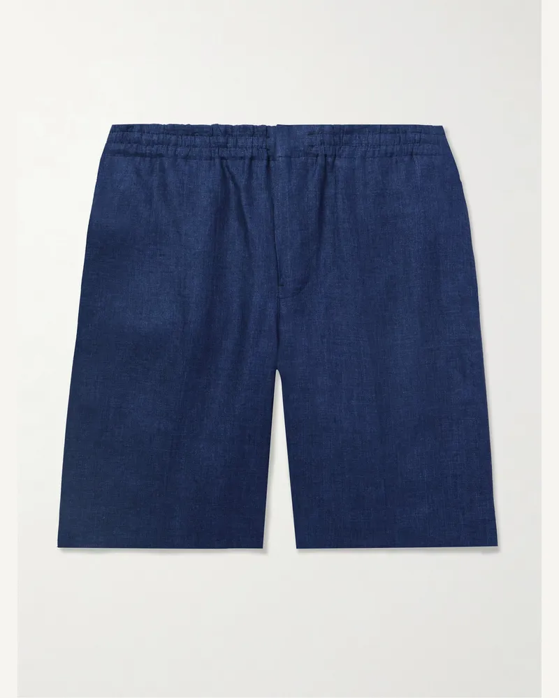 Ermenegildo Zegna Straight-Leg Oasi Linen Shorts Blue