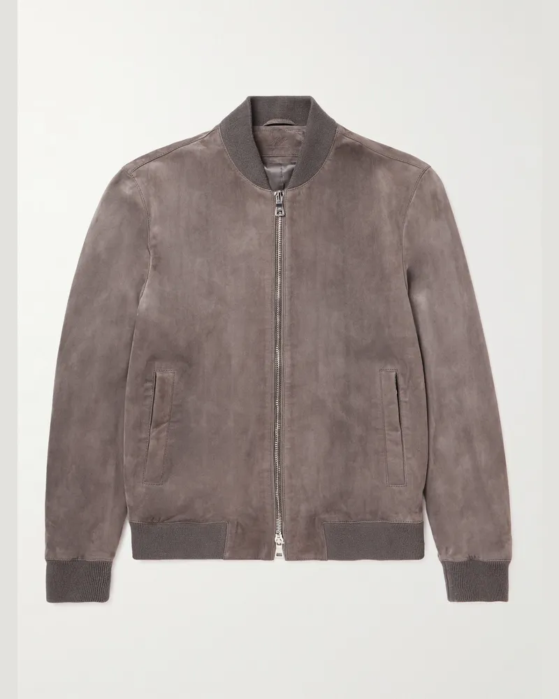 MR P. Bomberjacke aus Veloursleder Grau