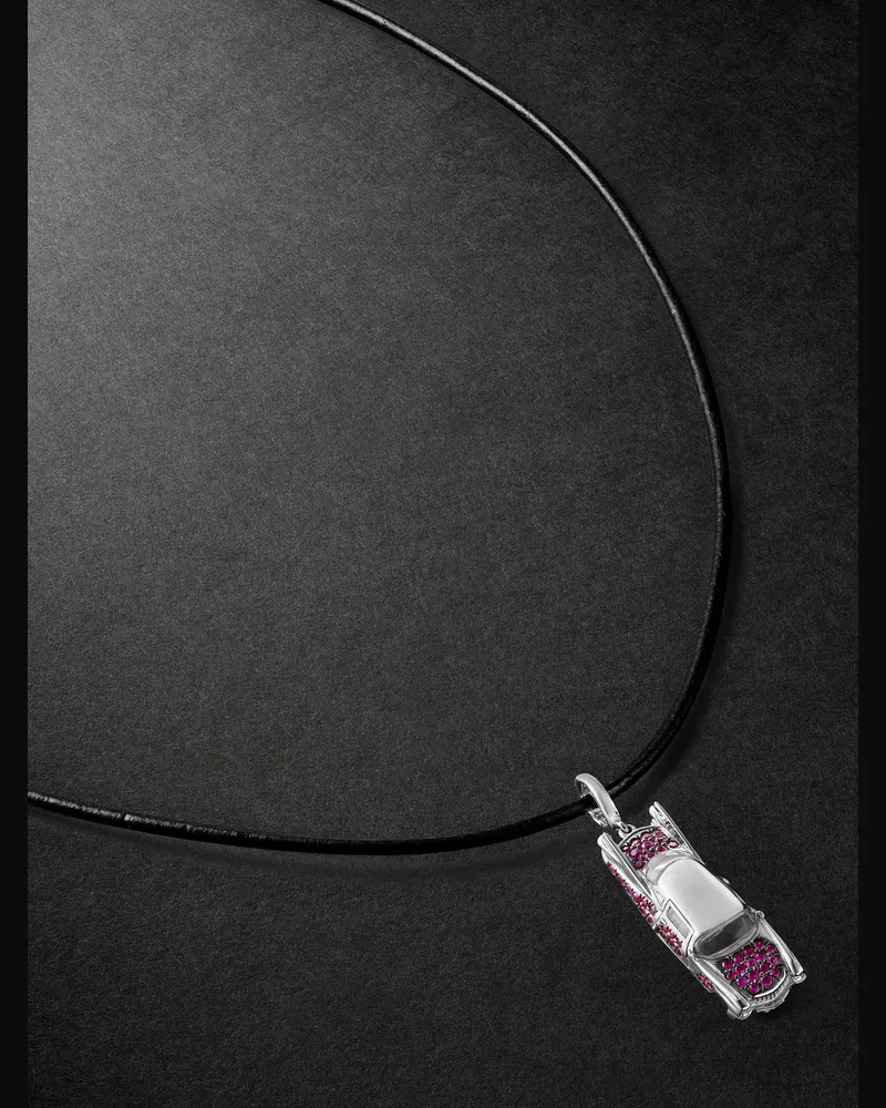 Annoushka Cadillac Car 18-Karat White Gold, Multi-Stone and Diamond Pendant Necklace Purple