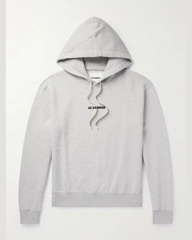 Jil Sander Logo-Print Cotton-Jersey Hoodie Gray