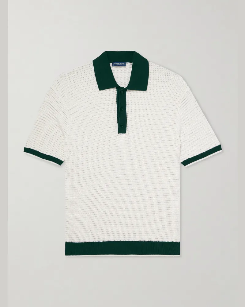 Frescobol Carioca Vidal Open-Knit Cotton Polo Shirt Neutrals