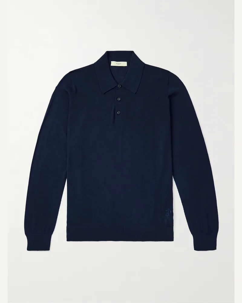 PURDEY Pullover aus Wolle mit Polokragen Blau