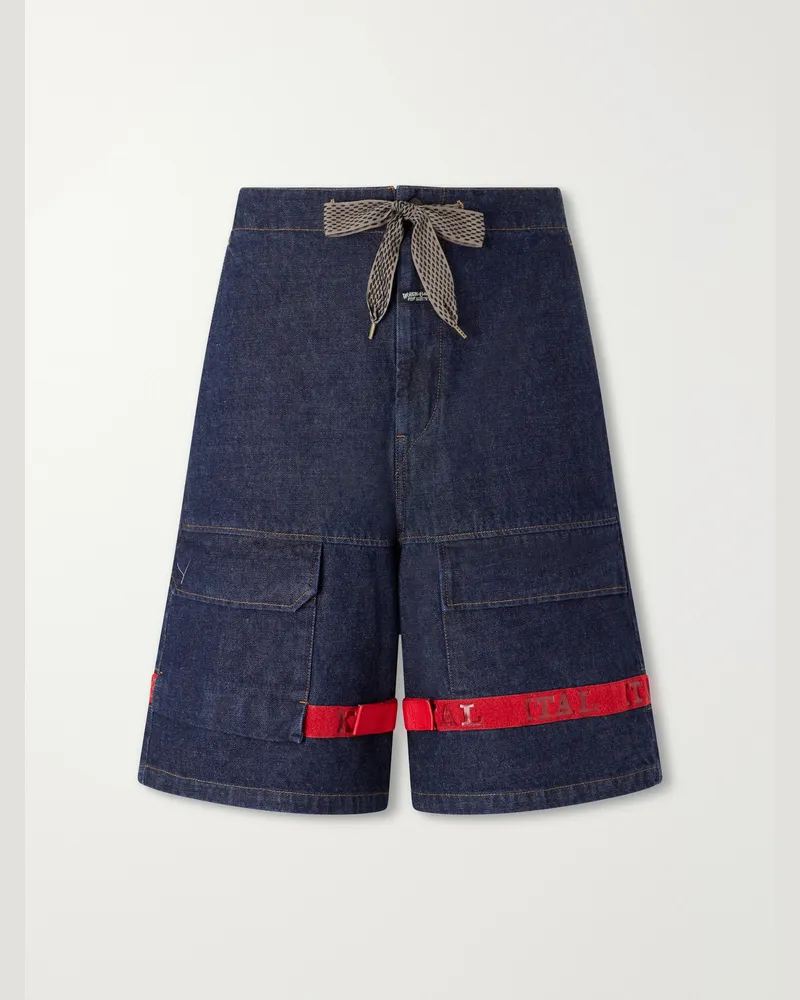 KAPITAL Nouvelle Shuttle Straight-Leg Denim Shorts Blue
