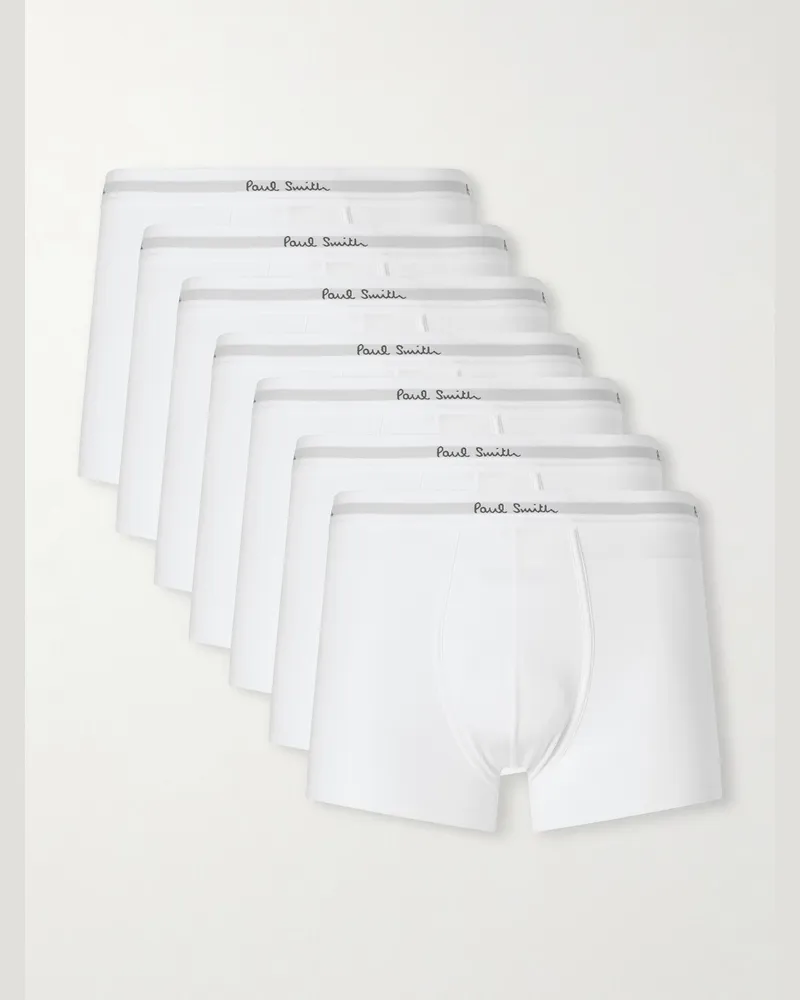 Paul Smith Seven-Pack Stretch Organic Cotton-Jersey Boxer Briefs White