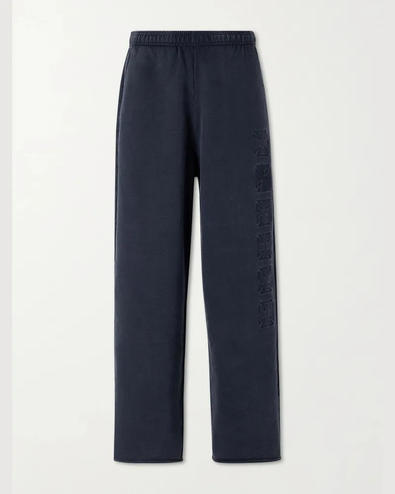 VETEMENTS Straight-Leg Logo-Embroidered Cotton-Jersey Sweatpants Black