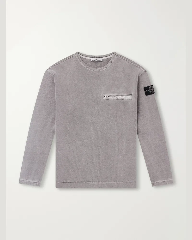 Stone Island Garment-Dyed Cotton-Fleece Sweatshirt Gray