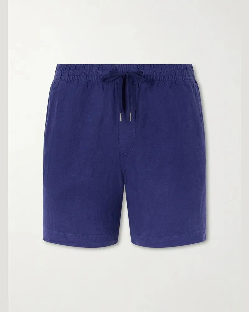 Ralph Lauren Straight-Leg Linen Shorts Blue