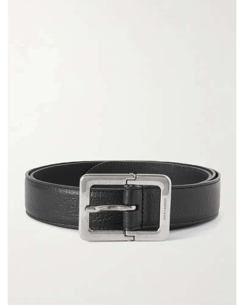 Saint Laurent Gürtel aus vollnarbigem Leder, 3 cm Schwarz