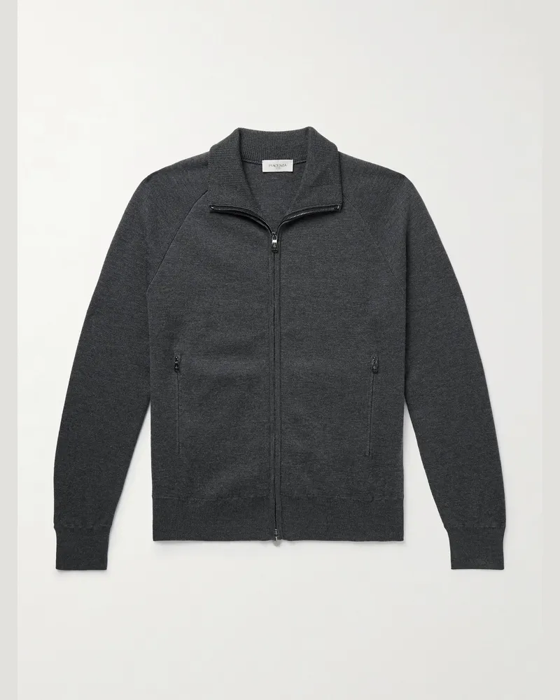 PIACENZA 1733 Schmal geschnittener Cardigan aus Schurwolle mit Reißverschluss Grau