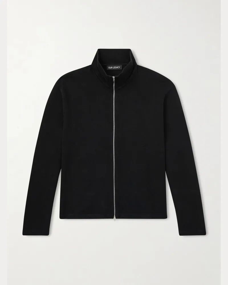 Our Legacy Verkürzte Sweatshirt-Jacke aus Baumwoll-Jersey Schwarz
