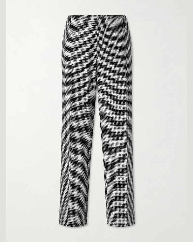 Tom Ford Straight-Leg Sequin-Detailed Houndstooth Wool-Blend Suit Trousers Black