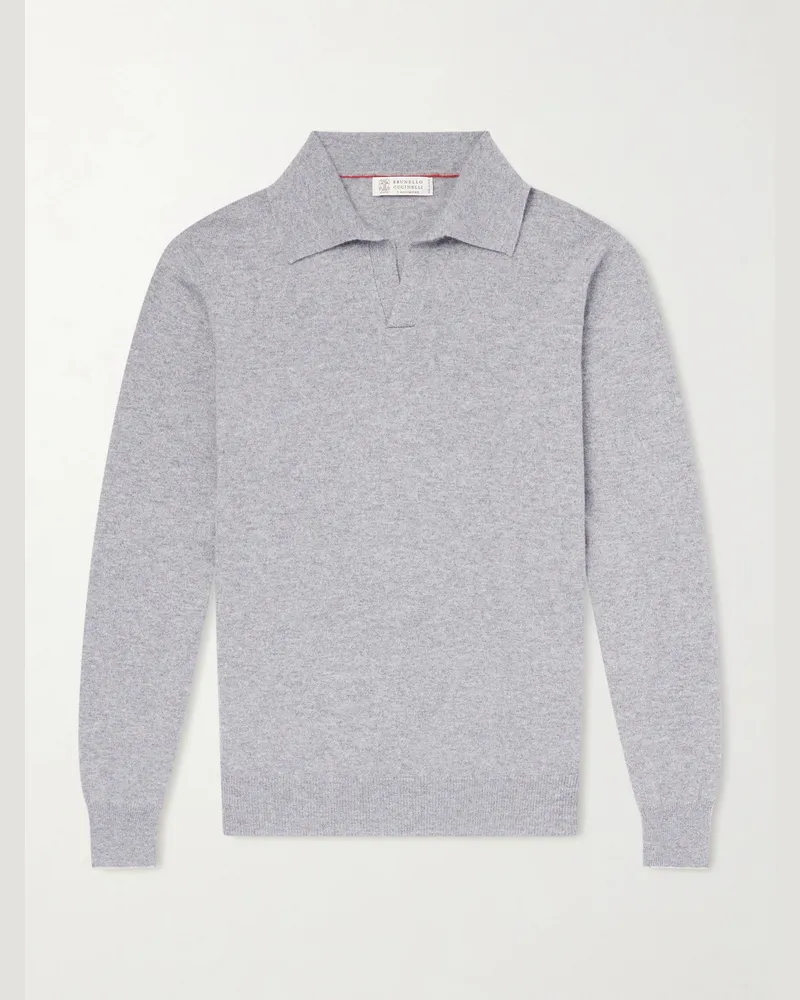 Brunello Cucinelli Cashmere Polo Shirt Gray