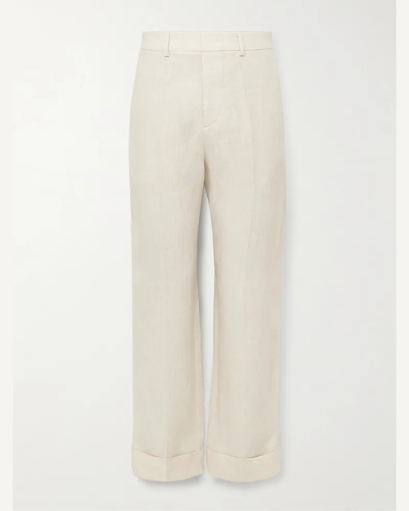 Valentino Garavani Schmal zulaufende Hose aus Leinen Weiß