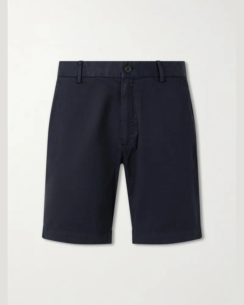 Sunspel Straight-Leg Garment-Dyed Cotton-Blend Twill Chino Shorts Blue