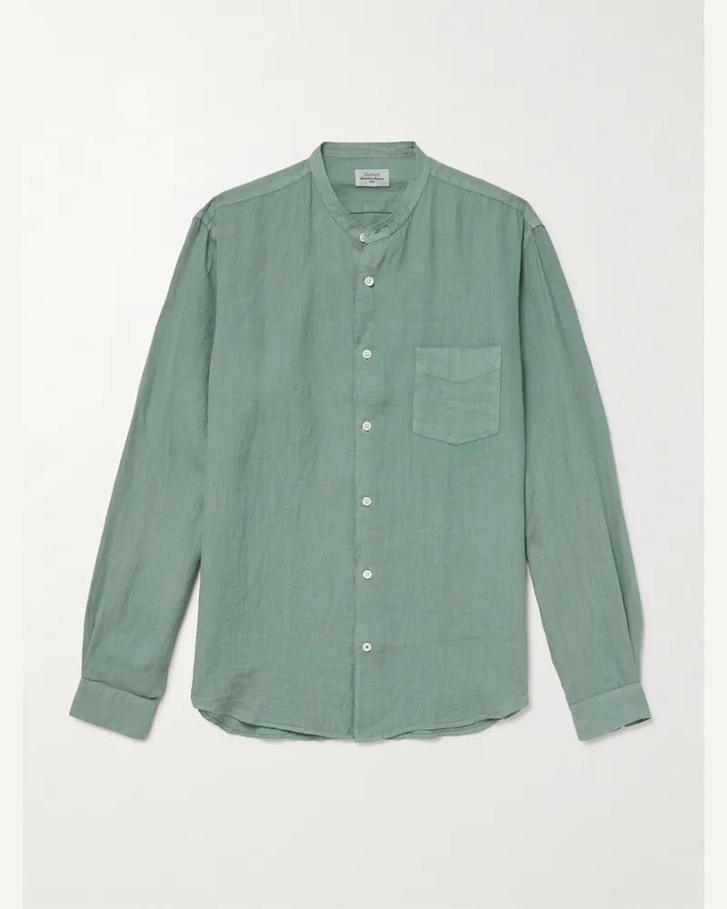 Hartford Premium Pat Hemd aus Leinen mit Stehkragen Grün