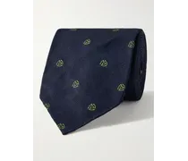 Krawatte aus Seiden-Twill mit Stickereien, 7,5 cm