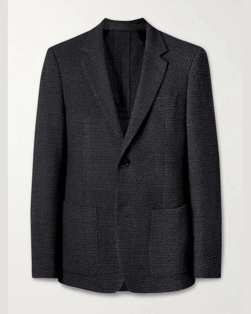MR P. Kariertes Sakko aus Bouclé aus einer Wollmischung (Regular Fit Grau
