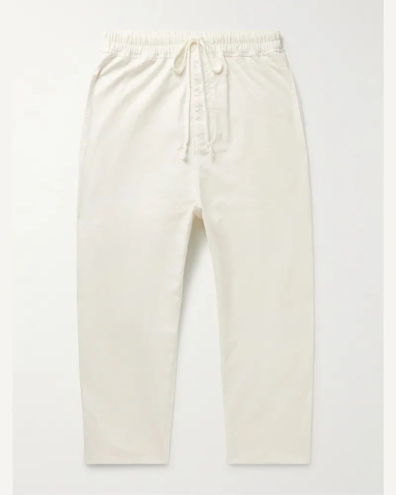 Nili Lotan Walker Cotton-Blend Twill Drawstring Trousers Neutrals