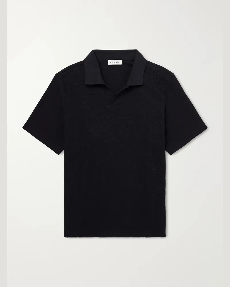 Frame Denim Cotton-Piqué Polo Shirt Black