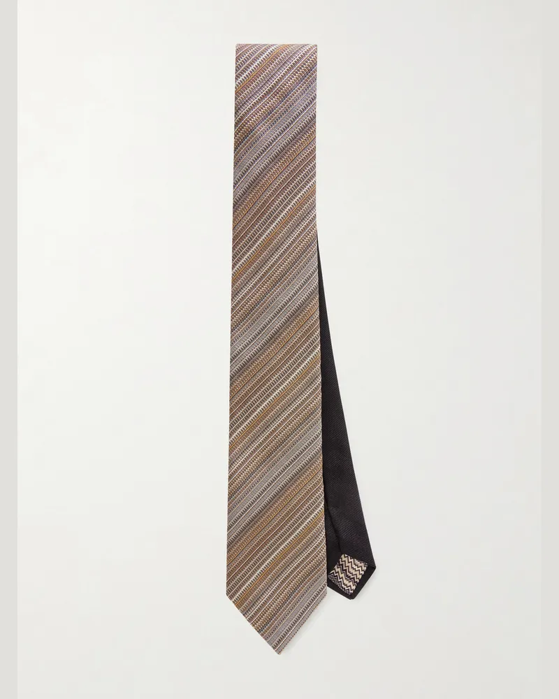 Missoni 7cm Striped Silk-Jacquard Tie Neutrals