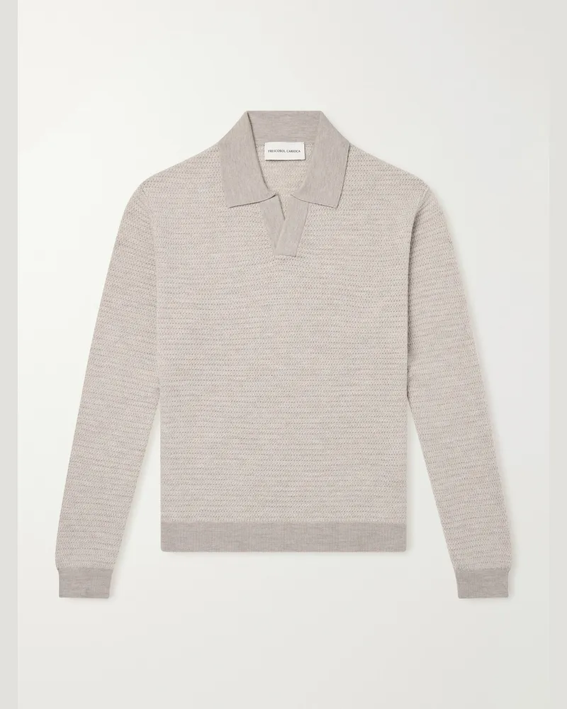 Frescobol Carioca Orlando Merino Wool Polo Shirt Neutrals