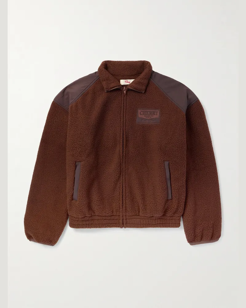 Cherry Los Angeles Jacke aus Fleece und Shell mit Logoapplikation Braun