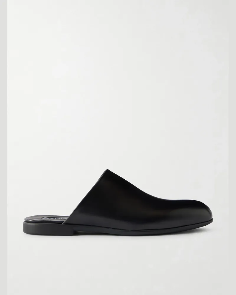 Jil Sander Sabot Slippers aus Leder Schwarz