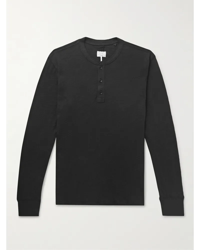 Rag & Bone Henley Shirt aus Baumwoll-Jersey Schwarz