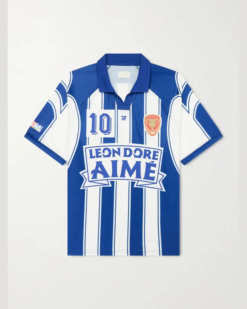 Aimé Leon Dore Logo-Appliquéd Striped Jersey T-Shirt Blue