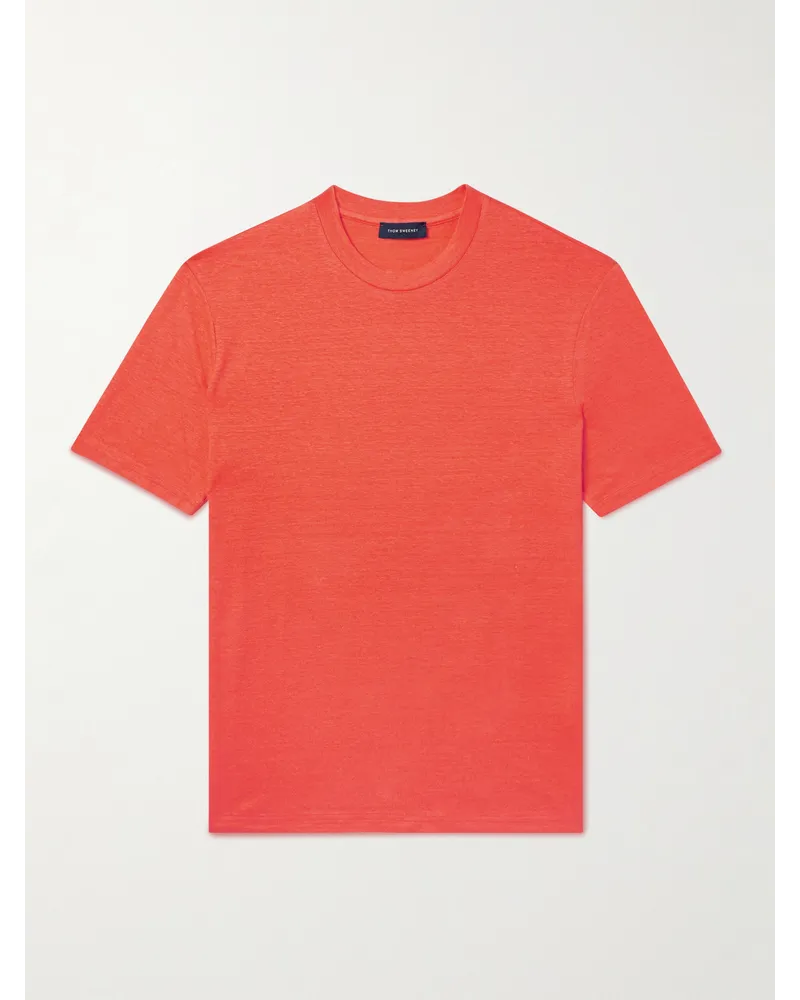 Thom Sweeney T-Shirt aus Jersey aus einer Leinenmischung Orange